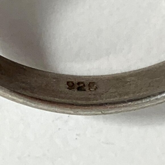 VTG 925 S/S Ring Dotted Banded Black Zebra Agate Square Stone SZ 9 WT 5.37G - Picture 3 of 7